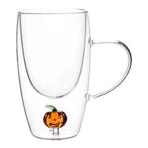 Coffee Glass Mug Clear Pumpkin 11.5 OZ way to Celebrate. New. Thanksgiving, Fall